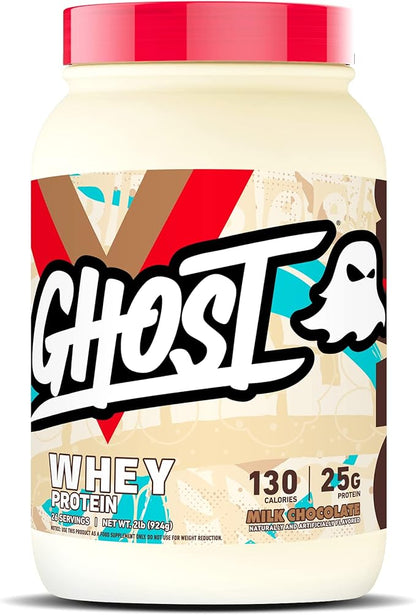 GHOST Whey Protein Powder, Milk Chocolate - 2LB, 25G of Protein - Whey Protein Blend - ­Post
