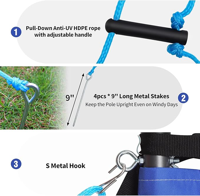 Outdoor Portable Volleyball Net Set for Backyard Beach with Adjustable Heavy Duty Poles, Durable