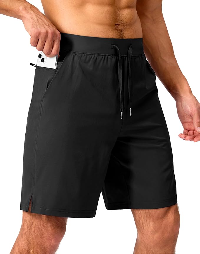 Men's Running Shorts with Zipper Pockets 9 Inch/ 7 Inch / 5 Inch Lightweight Quick Dry Gym Workout