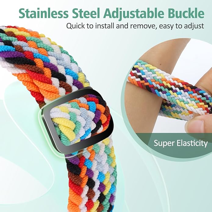 Elastic Braided Bands Compatible with Fitbit Charge 5/Fitbit Charge 6 for Women Men, Breathable
