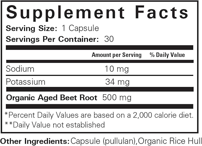 Aged Beet Root Capsules - Beet Pills for Stamina - Organic Beet Root Powder - Nitric Oxide