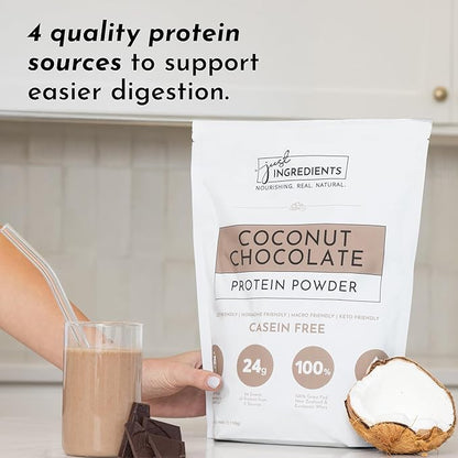 JUST INGREDIENTS Coconut Chocolate Protein Powder ??30-Serving Blend with 100% Grass-Fed Whey &