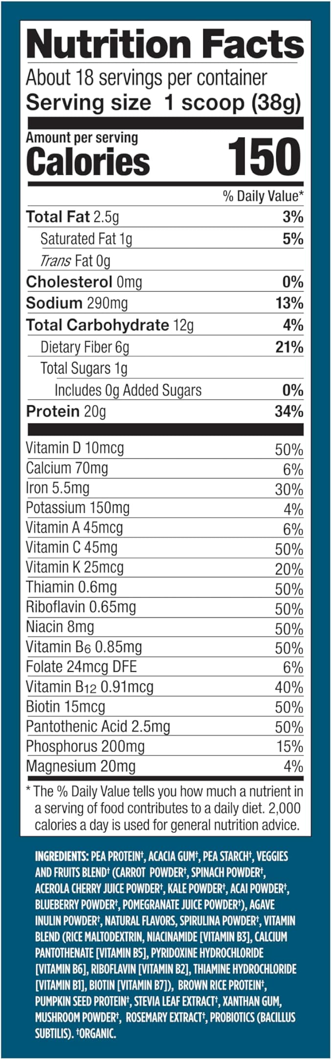 Vega Organic All-in-One Vegan Protein Powder, French Vanilla -Superfood Ingredients, Vitamins for