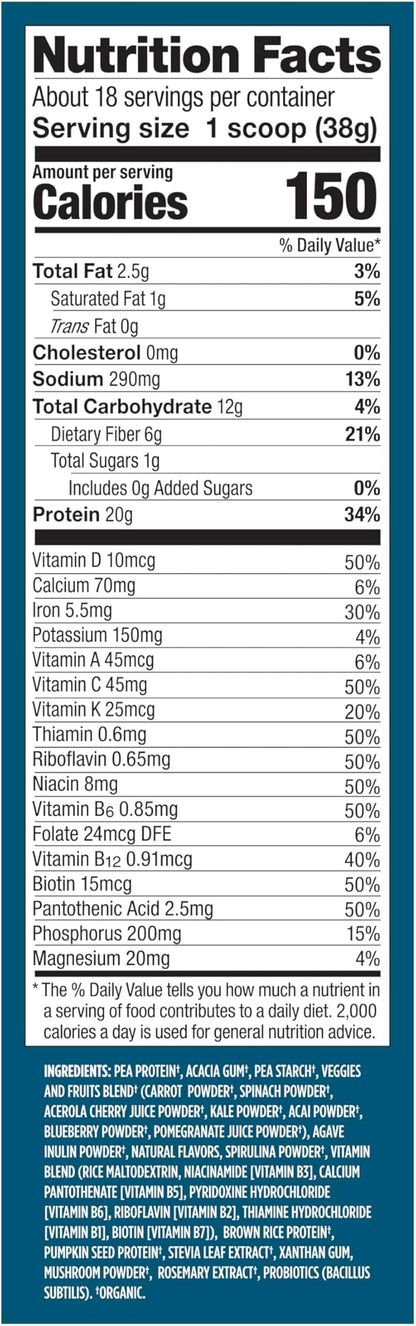 Vega Organic All-in-One Vegan Protein Powder, French Vanilla -Superfood Ingredients, Vitamins for