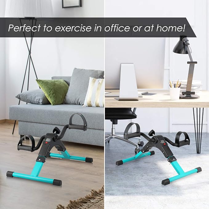Folding Pedal Exerciser, Mini Under Desk Bike - Portable Foot Hand Cycle Peddler Machine Bicycle