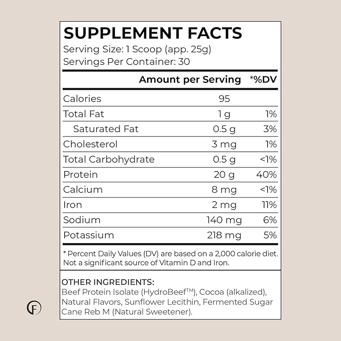 Faster Way - Protein Powder - Hydrolyzed Grass Fed Beef - 20g of Protein Per Serving - Muscle