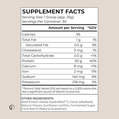 Faster Way - Protein Powder - Hydrolyzed Grass Fed Beef - 20g of Protein Per Serving - Muscle