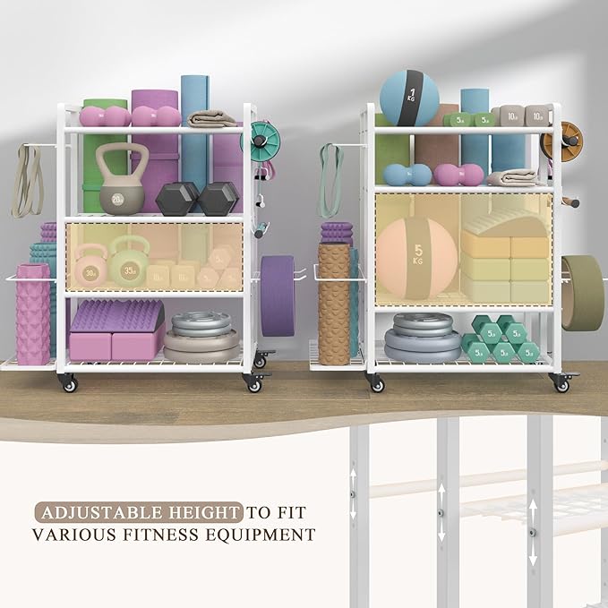 4-Tier Dumbbell Rack Stand Only, Adjustable Weight Rack for Dumbbells Kettlebells Yoga Mat, Home