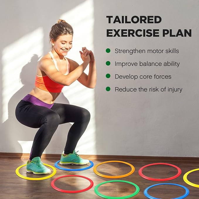 Deekin 40 Pcs Agility Rings Speed and Agility Training Rings Exercise Speed Circle Jumping Hoops