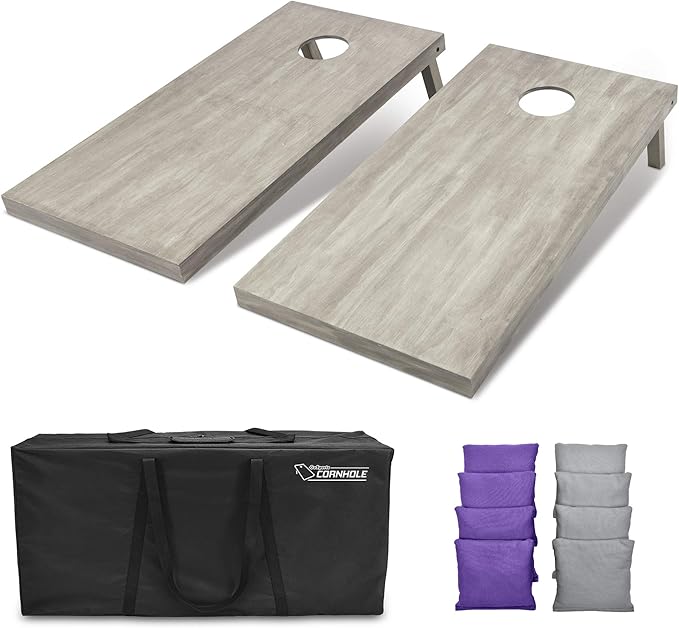 GoSports 4 ft x 2 ft Regulation Size Wooden Cornhole Boards Set - Includes Carrying Case and Bean