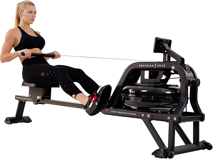 Sunny Health & Fitness Premium Water Rower w/Intensive Dynamic Real-Time Resistance, 300 LB