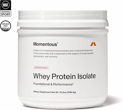 Momentous Essential Grass-Fed Whey Protein Powder - 20 g Whey Isolate Protein - NSF Certified for