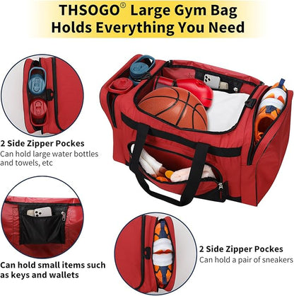 22 inch Gym Bag for Men - 55L Large Travel Duffle Bag Sports Equipment Bag with Multiple Zippered