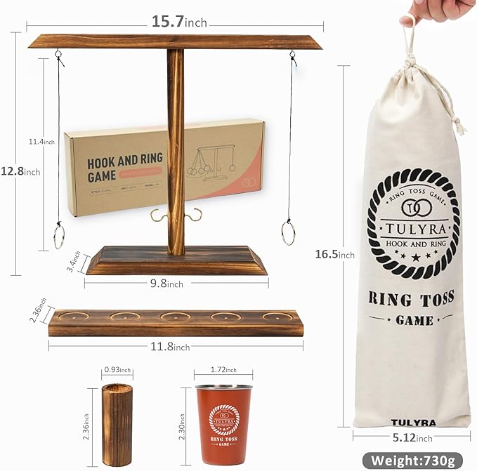 Ring Toss Game for Adults, Hook and Ring Game with Exclusive Carrying case & Unique Stainless Mini