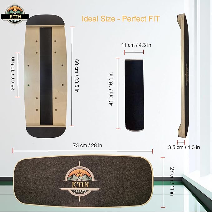 Kiin Balance Board Trainer, adjustable stoppers ??Indo Board, Balancing Board for Surfing, Core