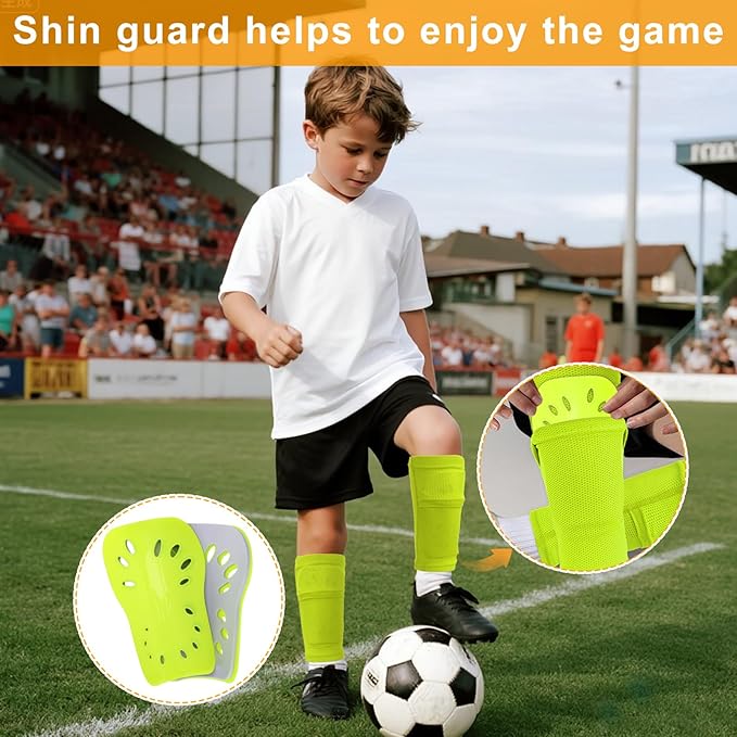 2 Pairs Shin Guards Soccer for Kids,Shin Pads Extra Lightweight Breathable Slide in Shin Guard for