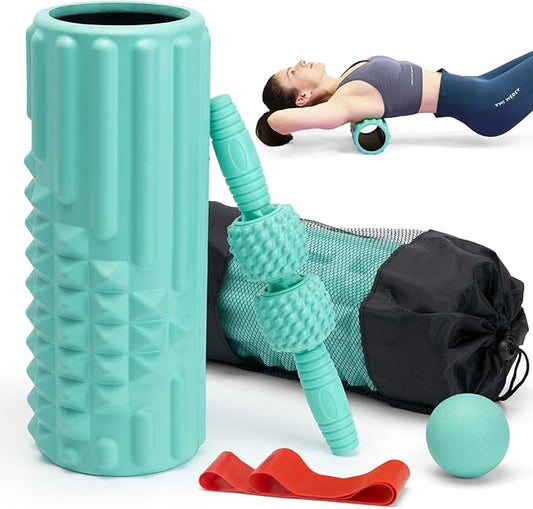 5 in 1 Foam Roller Set, High Density Fitness Exercise Foam Roller for Deep Tissue Muscle Massage