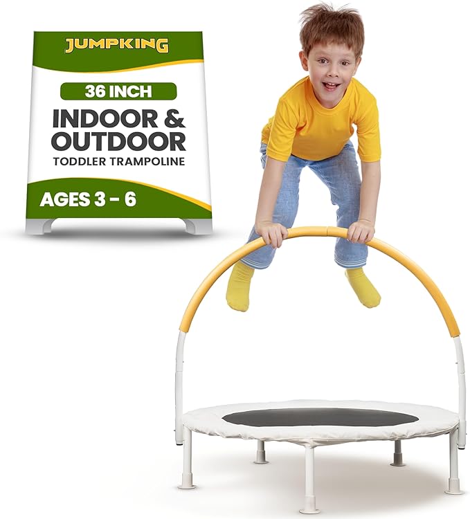 Jumpking 36 inch Indoor and Outdoor Toddler Trampoline with Bungie Cords, Powder Coated Rust