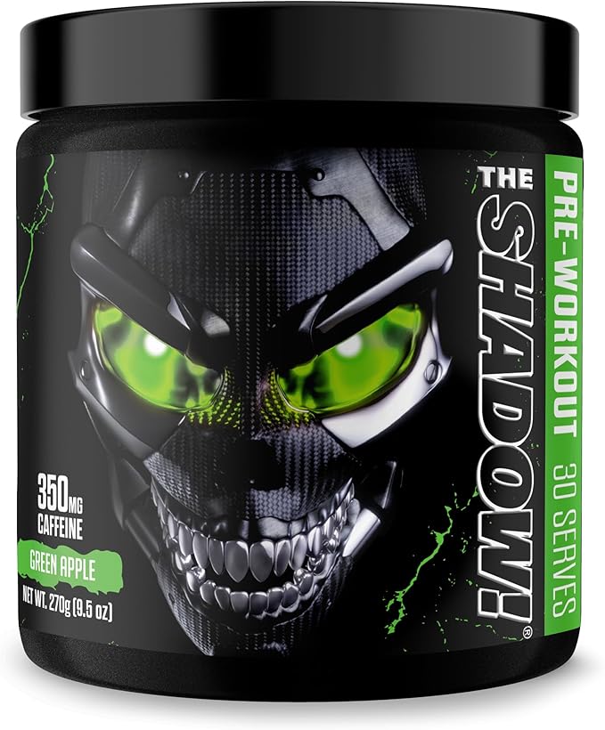 JNX SPORTS The Shadow! 350mg of Caffeine Hard Core Preworkout - Green Apple 30 Servings | Electric