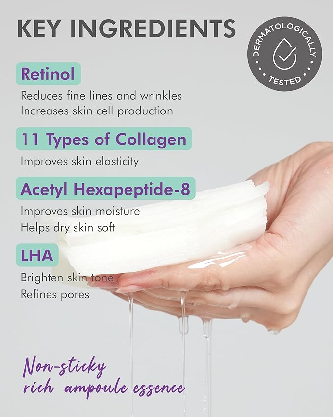 DERMAL Seoul Face Retinol 3X Daily Quick Mask 36 Sheet ??Korean Skincare Vegan Tencel Facial Masks