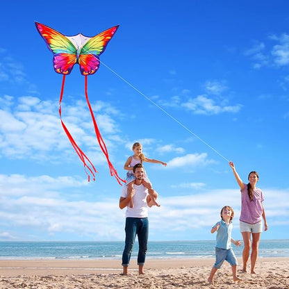 Butterfly Kites for Kids & Adults, Easy to Fly Design with Long Tail for Stability, for Kids Ages
