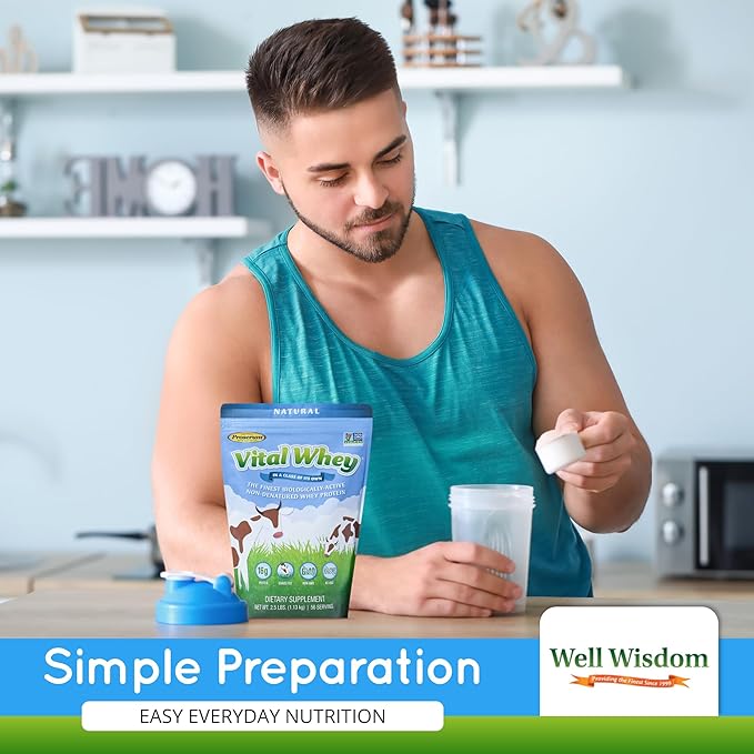 Grass-Fed Whey Protein Powder for Immune Vitality, Natural Vanilla 2.5lbs (56 Servings), 15g