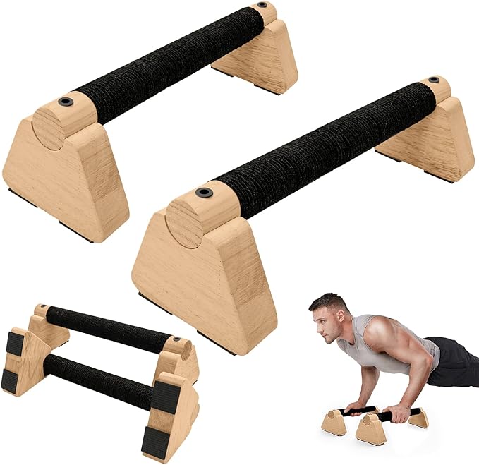 Parallettes Bars - Wooden Calisthenics Equipment for Handstand Training, Push Up Bars &