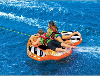 WOW Sports - Glider Inflatable Towable Tube w/ Flex Seating - 1 - 2 Riders - Perfect For Kids &