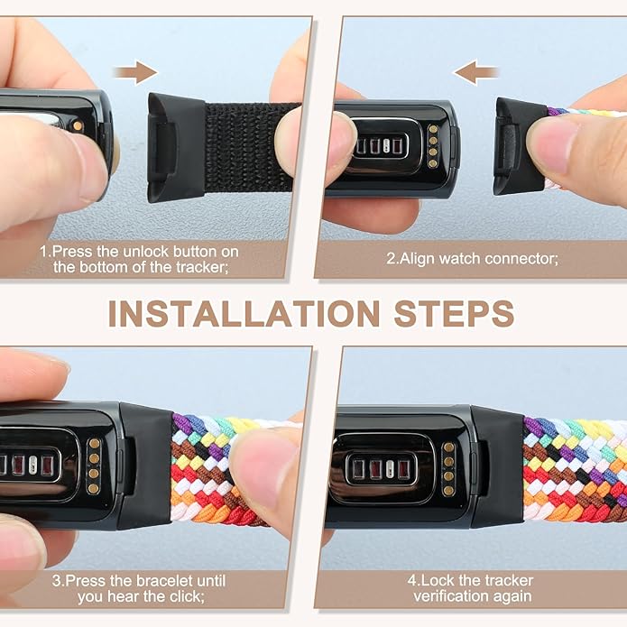 Braided Band Compatible with Fitbit Charge 6/Fitbit Charge 5, Soft Nylon Solo Loop Adjustable