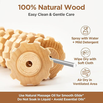 Wooden Cellulite Massage Roller for Legs and Thighs - Handheld Fascia Blaster Tool for Muscle