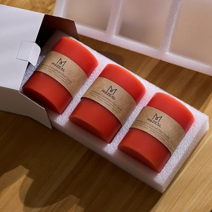 MOZEAL 3" x 4" Hand-Poured Unscented Candle, Dripless Pillar Candle Set of 3, Long Clean Burning