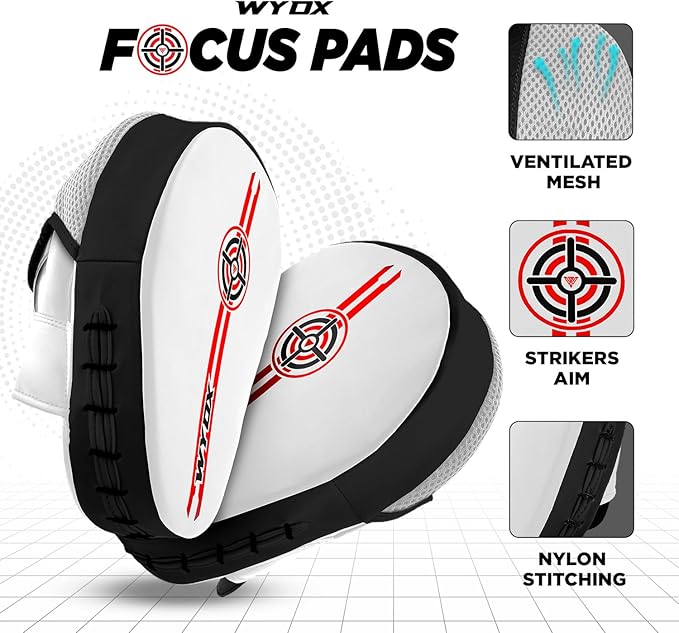 WYOX Curved Focus Mitts for Boxing & MMA | Durable PU Leather Punching Pads with Adjustable Strap |