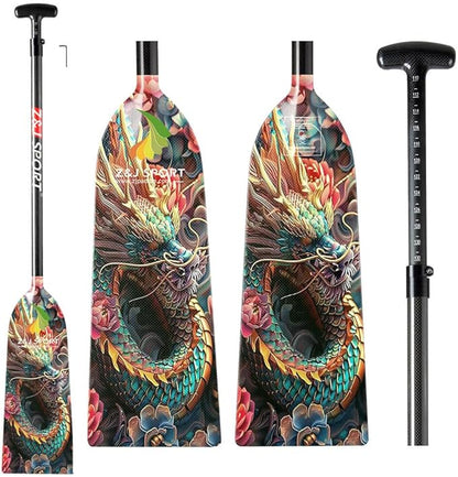Z&J SPORT Adjustable Dragon Boat Paddle, IDBF Approved Carbon Fiber Paddle, Dragon Graphic Paddle