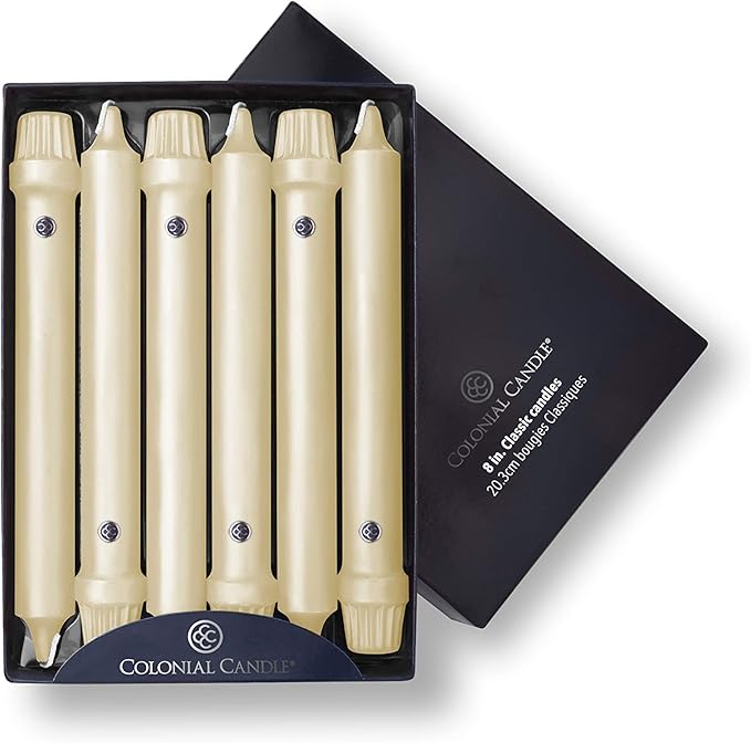 Colonial Candle Unscented Taper Candle, Classic Collection, Limoncello, 8 in, Pack of 12 - Up to 6