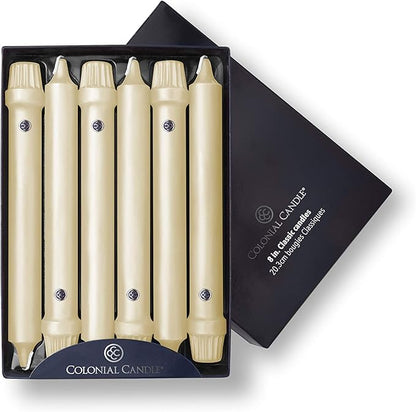 Colonial Candle Unscented Taper Candle, Classic Collection, Limoncello, 8 in, Pack of 12 - Up to 6