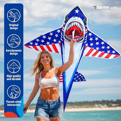 Three Headed Shark Kite for Kids and Adults,Kites for Kids Ages 8-12 Easy to Fly,Single Line Beach