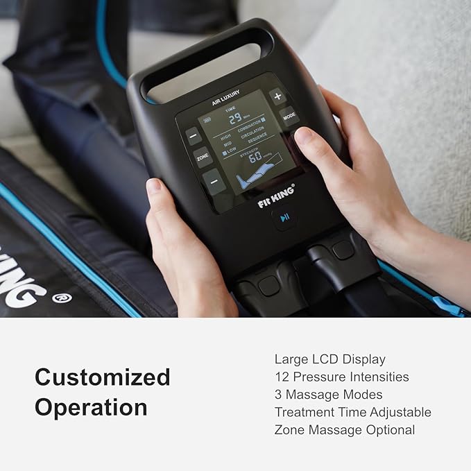 FIT KING Air Compression Recovery System, Cordless Full Leg Massager with Dynamic Pressure, Reduces