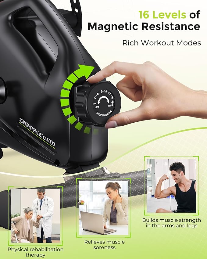 YOSUDA Under Desk Bike Pedal Exerciser - Magnetic Mini Exercise Bike for Arm/Leg Exercise, Desk