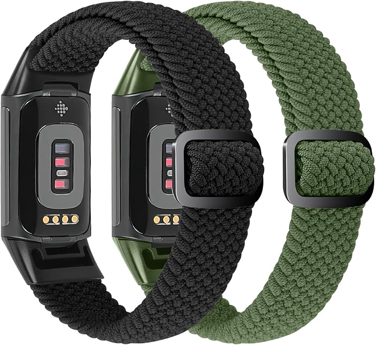 Elastic Braided Bands Compatible with Fitbit Charge 5/Fitbit Charge 6 for Women Men, Breathable