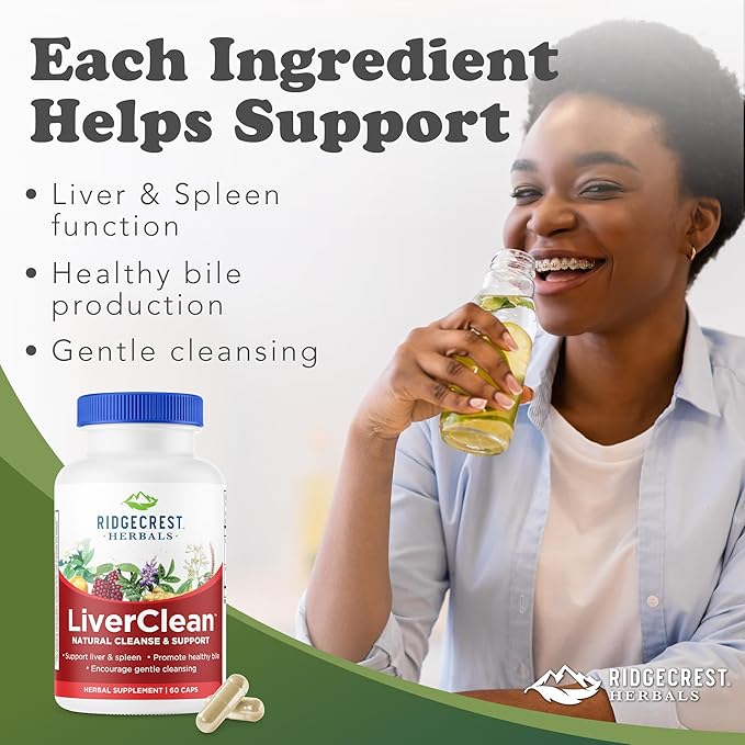 Ridgecrest Herbals LiverClean, Herbal Liver Support Supplement, Blessed Thistle, Dandelion, Detox