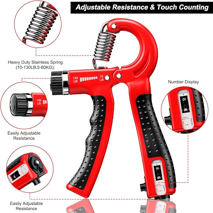 KDG Hand Grip Strengthener 2 Pack Adjustable Resistance 10-130 lbs Forearm Exerciser，Grip Strength