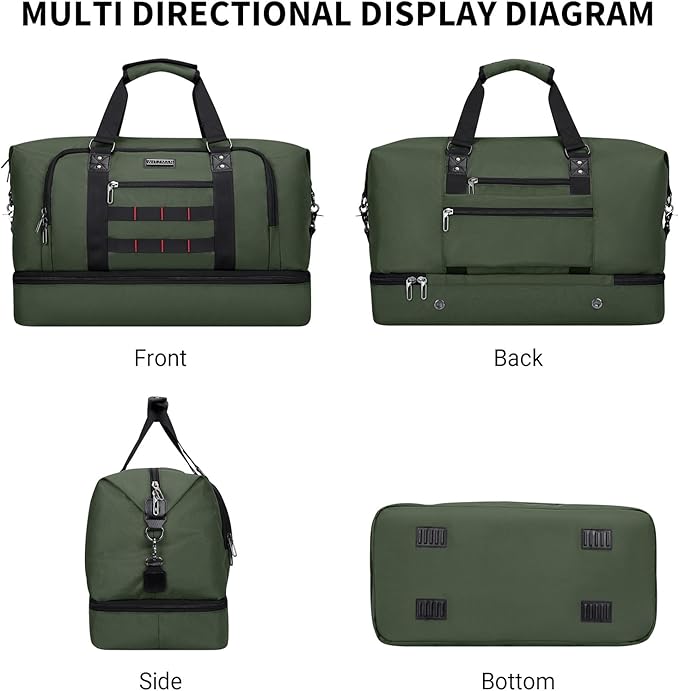 WITZMAN Travel Duffle Bags for Men Weekender Bags with Toiletry Bag Sets Carry On Overnight Bag 55L