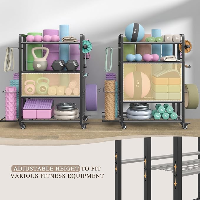 4-Tier Dumbbell Rack Stand Only, Adjustable Weight Rack for Dumbbells Kettlebells Yoga Mat, Home