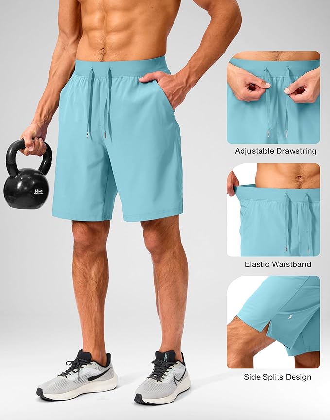 Men's Running Shorts with Zipper Pockets 9 Inch/ 7 Inch / 5 Inch Lightweight Quick Dry Gym Workout