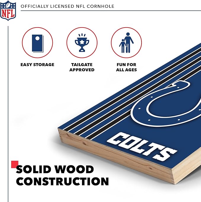 NFL 2' x 3' Solid Wood Cornhole Set with Direct Print HD Team Graphics – Great Gift for Any
