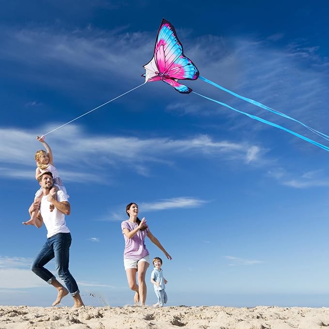 Butterfly Kites for Kids & Adults, Easy to Fly Design with Long Tail for Stability, for Kids Ages