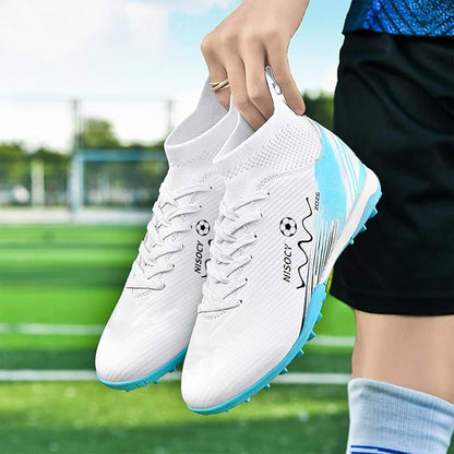 NISOCY Soccer Shoes for Mens Womens Professional Cleats High-Top Athletic Turf Football Shoe