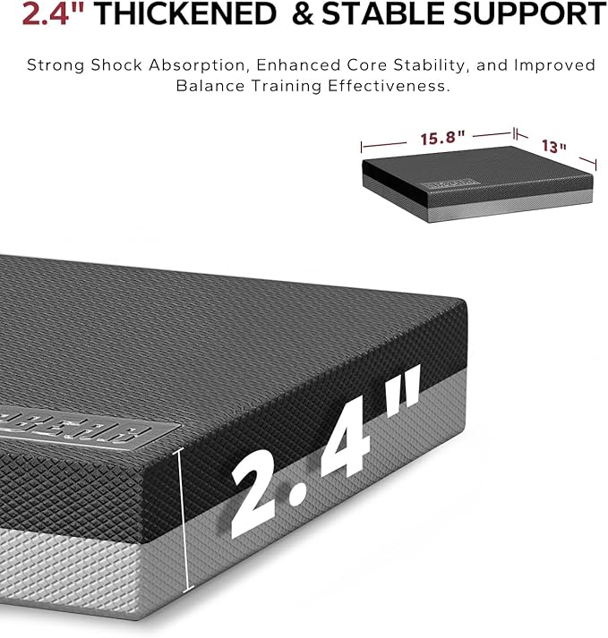 HAPBEAR Exercise Balance Pad - 15"x12" Non-Slip Textured Bottom Stability Training Mat - 2.25"