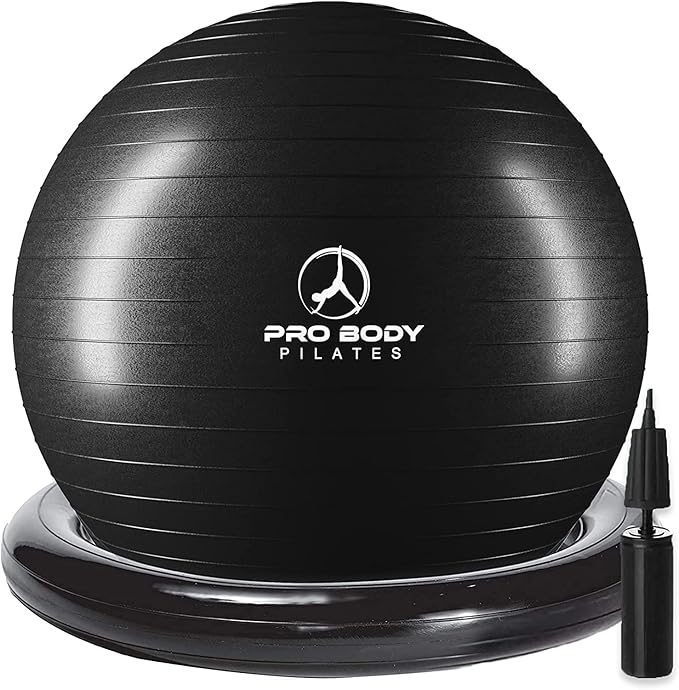 ProBody Pilates Yoga Ball Chair, Exercise Ball Chair with Base or Stand for Home Office Desk
