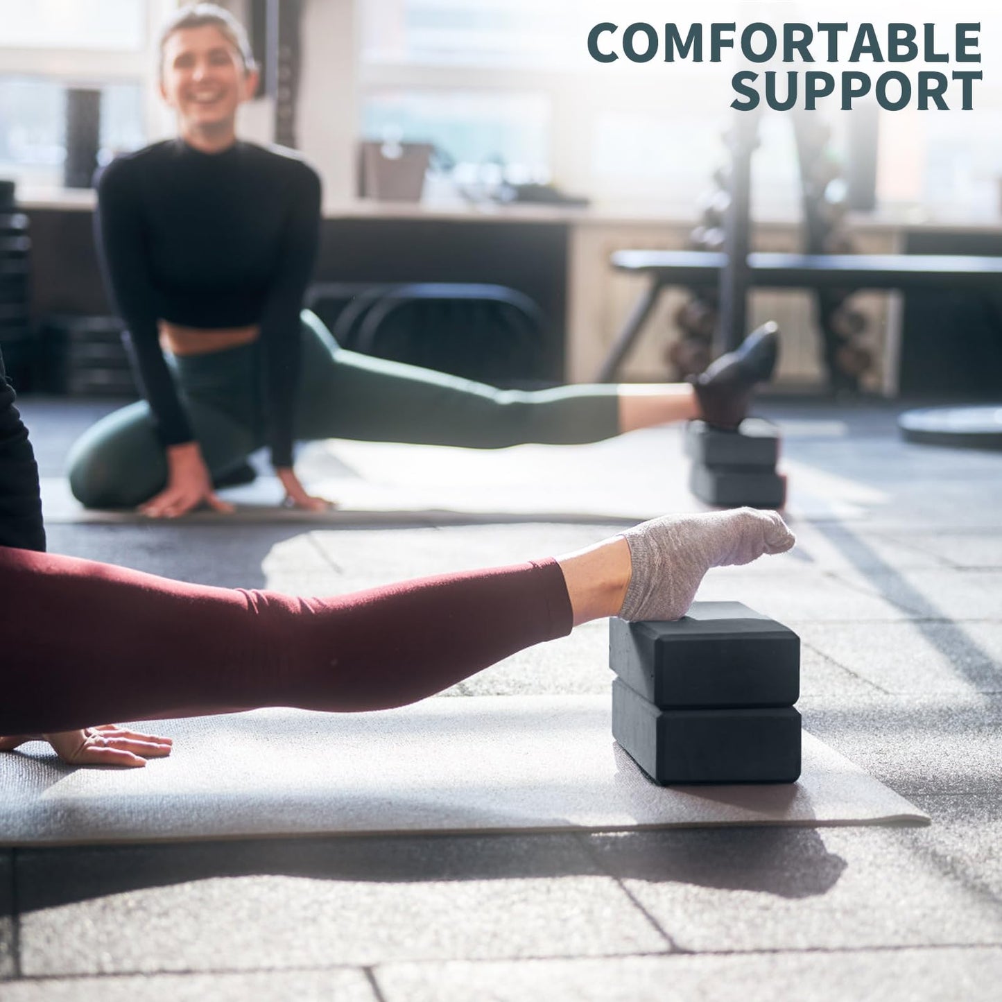 Yoga Blocks 2 Pack, 9x6x3in Pilates Block, Non-Slip Foam Brick for Exercise